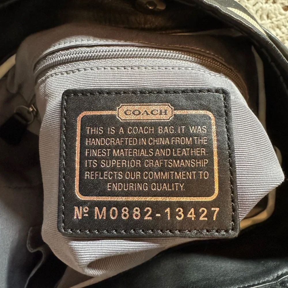 Y2K Coach Parker Art Hobo Shoulder Bag Gray/Black Signature Canvas 13427)